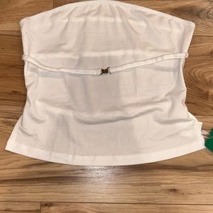 White Strapless Top with Buckle Detail